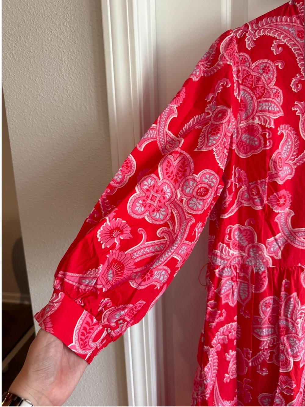Boden- Red Cary Cotton Midi Dress - Picture 8 of 16
